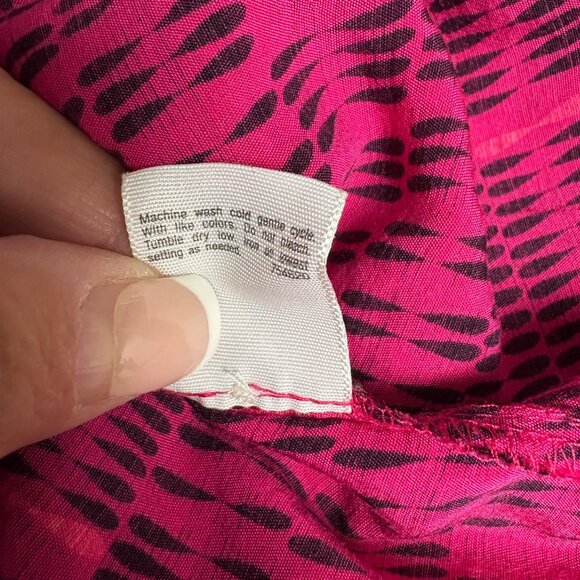 ANA Womens V-Neck Top Womens Size Large Fuchsia Black Patterned Colorful Casual - Picture 7 of 8
